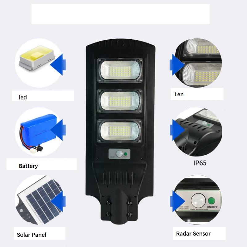 Waterproof 100W/150W/250W LED Solar Street Light Radar Sensor for Outdoor Plaza Garden Yard