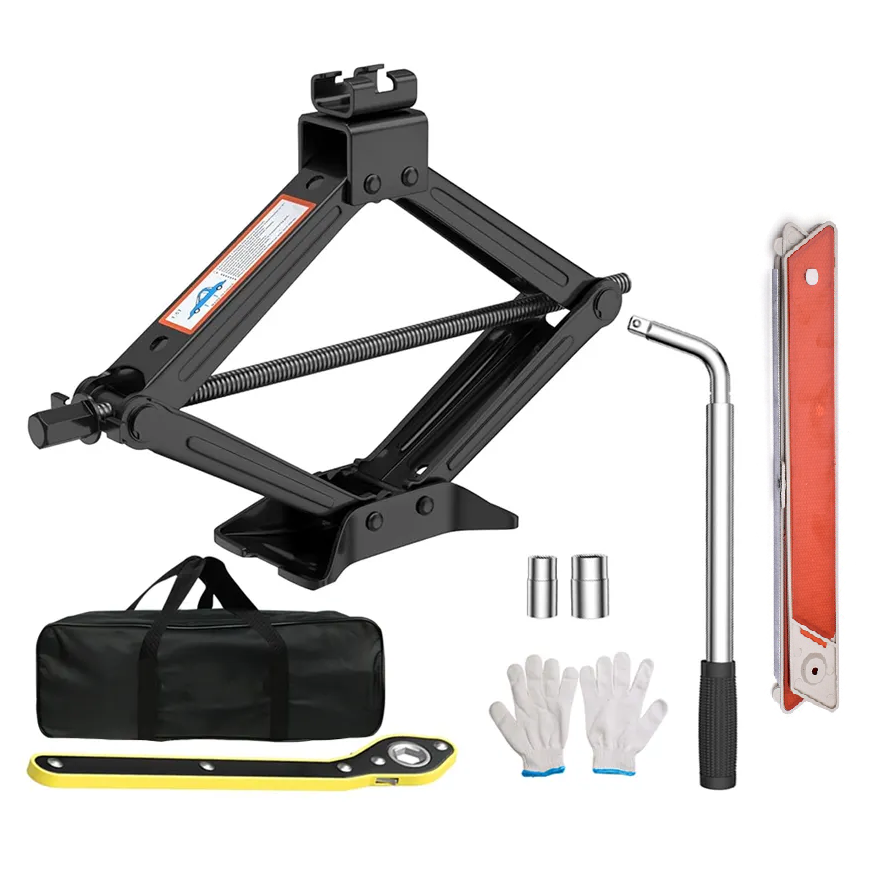 Portable 3-ton Steel Car Jack and Wrench Set