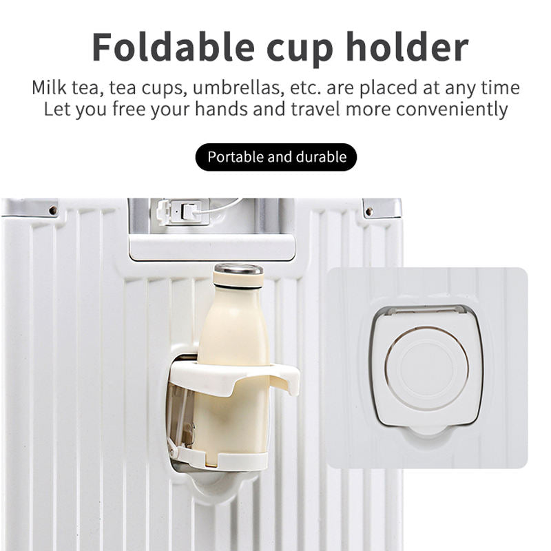 Trolley Suitcase with Cupholder and Usb Charger Carry on Baggage Aluminium Body Luggage