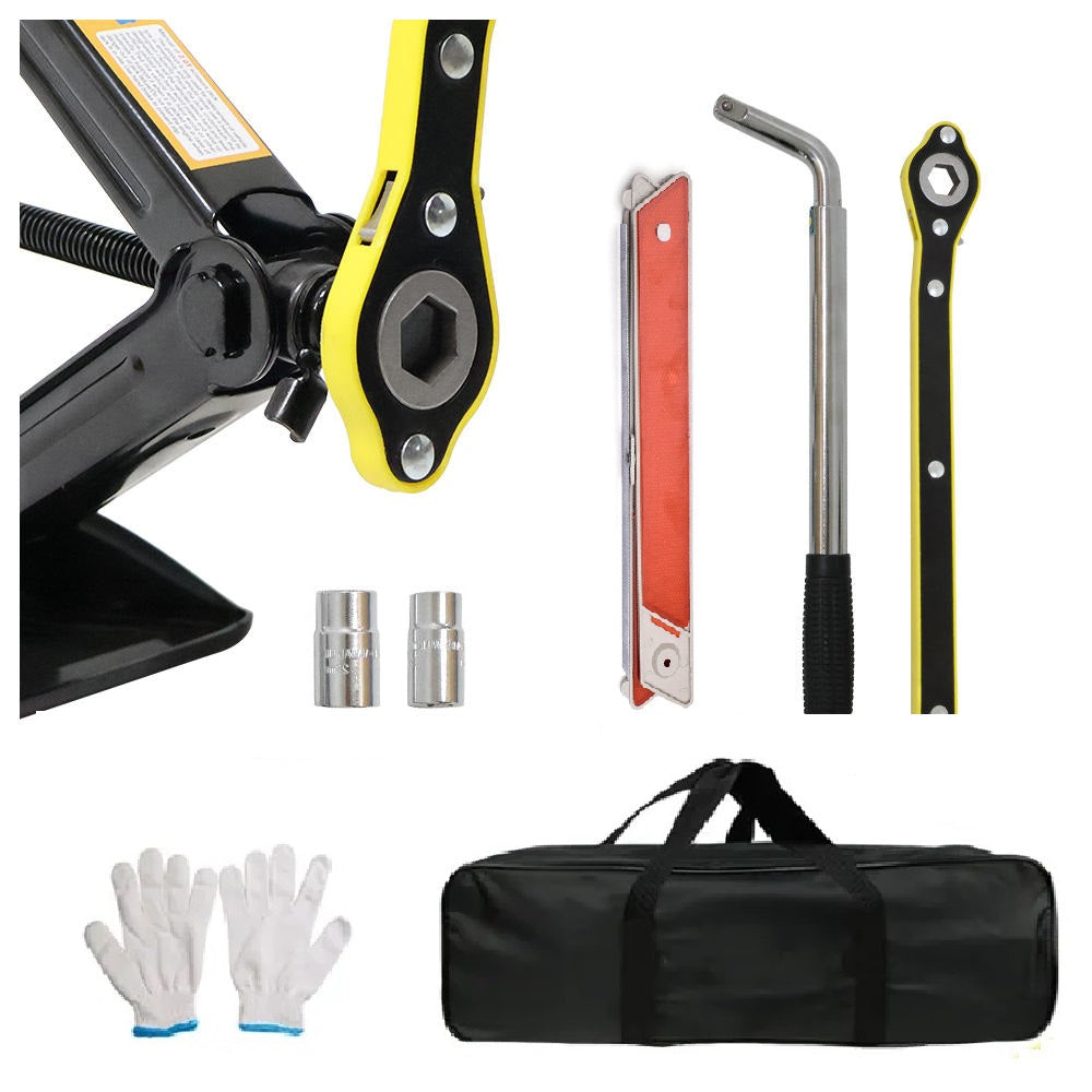 Portable 3-ton Steel Car Jack and Wrench Set
