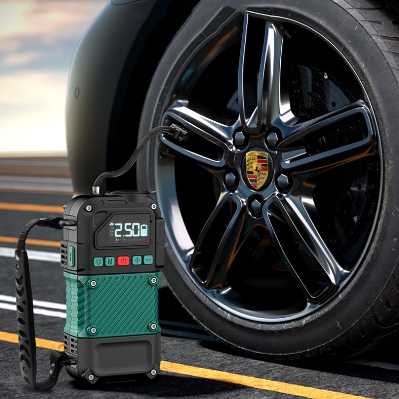 new portable multi-function best 12V car battery jump starter with air compressor pump tyre inflator power bank station pack kit